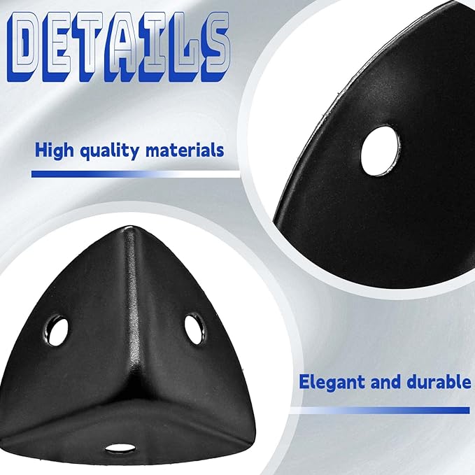 Box Corner Protectors 24PCS Zinc Alloy Black 25mm Metal Edge Bracket Edge Protector for Cabinet Desk Table with Mounting Screws