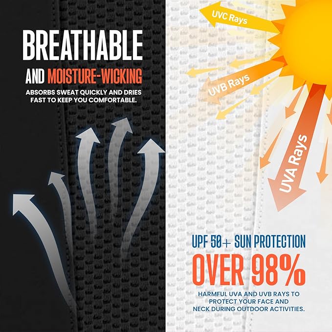 Ice Silk UV Neck Gaiter - UPF 50+ Cooling, Breathable & Stretchy Face Cover - Multi-Functional & Outdoor Sports
