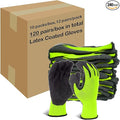 Evridwear Crinkle Latex Rubber Hand Coated Safety Work Gloves for Men Women General Multi Use Construction Warehouse Gardening Assembly Landscaping,Green Medium 120 Pairs Pack