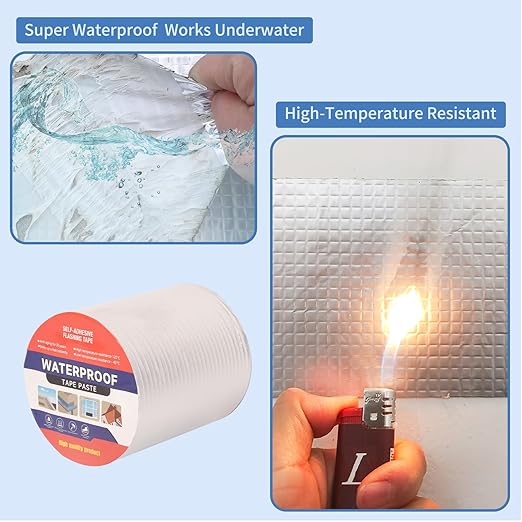 6" W X 32.8'L Waterproof Tape for Leaks Aluminum Butyl Tape with Adhesive for RV Repair, Glass Repairs, Air Mattress Patch, Window Caulking, Boat Sealing, Roof Patching