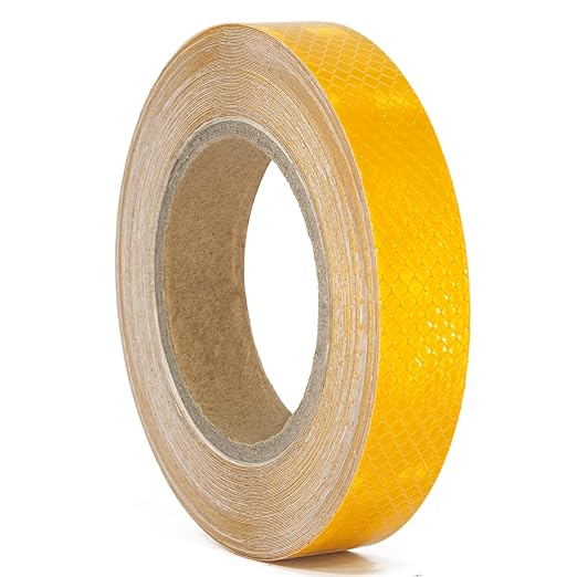 Reflective Tape, Waterproof Self Adhesive Dot Reflective Tape Outdoor Safety Caution Reflector for Trailers, Bikes, Cars（Yellow, 1 Inch x 65 Feet）
