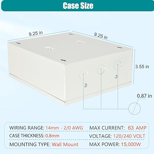 Generator Transfer Switch,63 Amp Manual Transfer Switch, 120/240-Volt Transfer Switch,15,000 Watt Prewired Transfer Switch for Home Generator and Solar Power Systems,with Overload Protection (63A-2P)