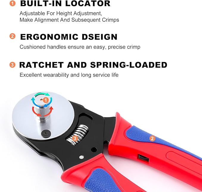 Newdeli Deutsch Crimp Tool Size 12 Deutsch Connector Tool 4 Way Indent 8 Impression Type Closed Barrel Crimper 12 AWG Solid Barrel Contact & Circular Connector Contacts Pin Crimping Tool