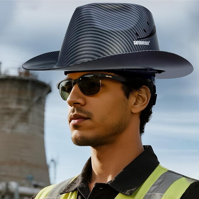 Cowboy Style Hard Hat Class C Safety Helmet Vented Full Brim Hard Hats Work Safety Helmet for Men and Women Outdoor,Industrial,Construction Head Protection- ANSI Approved