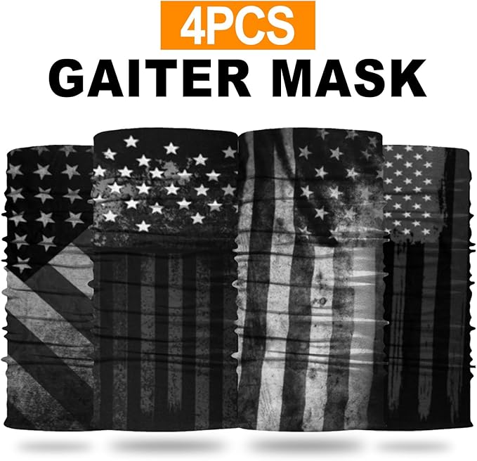4Pack Neck Gaiter for Men Women Face Cover Mask Head Wrap Balaclava Headwear Bandana Headband Magic Scarf