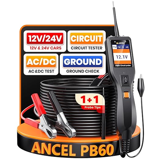 ANCEL PB60 Automotive Circuit Tester, Power Circuit Probe Tool, 12-24V Electrical Short Open Breaker Circuit Finder, AC/DC Current Resistance, Digital Volt Ohm Meter, Activate Component, for 99% Car