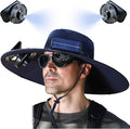 Solar Fan Hat with Mist, Mens Wide Brim Solar Power Fans Hat with Built in Fan, USB Solar Charging for Outdoor Fishing