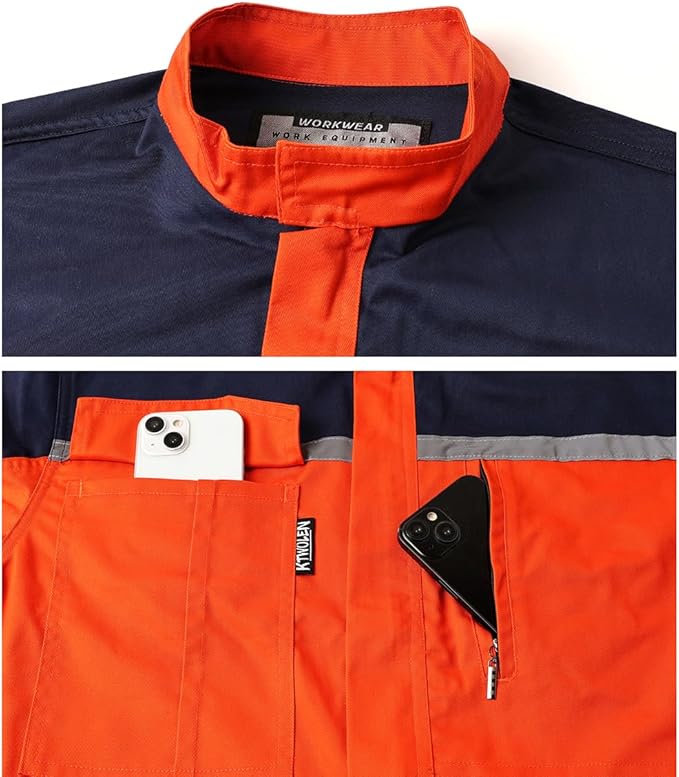 Mens Reflective Coverall Work Mechanics Coverall Work Suit Hi Vis Jumpsuit Bicolor Overalls