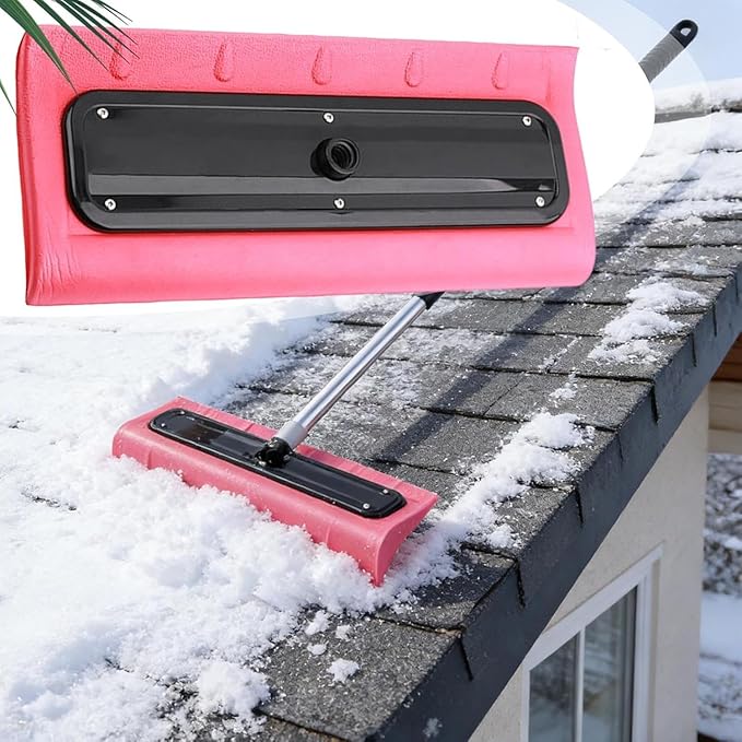 Snow Roof Rake, Foam Snow Pusher, Foam Broom Scraper for Clearing, Snow Brush Rake for Roof Snow Removal Tool, for Home Driveway Vehicle Windshields Solar Panels (Rake Head(Without Pole))