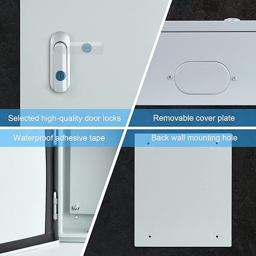 Steel Electrical Junction Box, Indoor&Outdoor Electrical Enclosure Box, Wall Mounted Waterproof&Dustproof Metal Box, Universal Electric Equipment Enclosure Box with Safety Locks and Mounting Plates