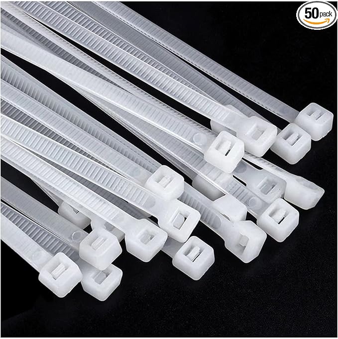 Large zip ties 24 inch white heavy duty zip ties for outdoor use 50 pcs strong extra long cable ties big industrial plastic tie wraps