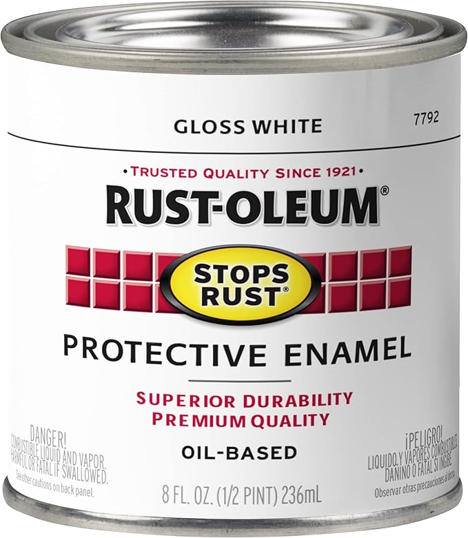Rust-Oleum 7792730 Stops Rust Brush On Paint, Half Pint, Gloss White (Pack of 1)