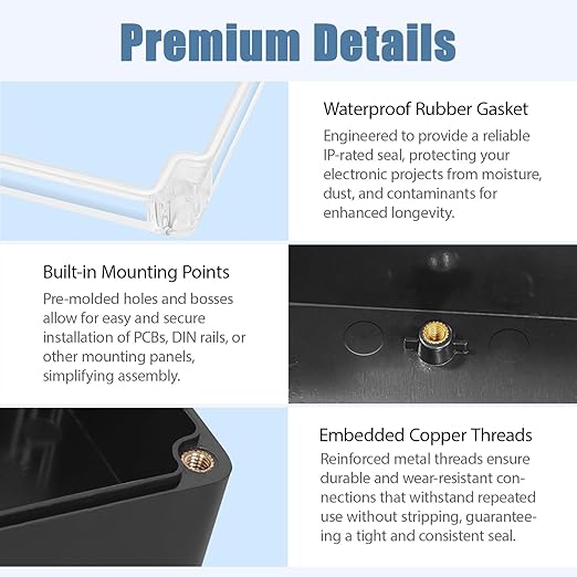 LeMotech Project Box ABS Plastic IP65 Waterproof Dustproof Electrical Junction Box with Clear Cover Outdoor Enclosure for Electronics, Black 7.8"x 4.7"x 2.2"(200x120x56mm)(Pack of 1)