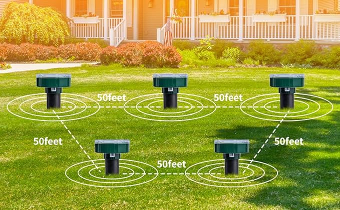 Upgrade 8PK Mole Repellent for lawns Gopher Repellent Ultrasonic Solar Powered Snake Repellent Deterrent Mole Repeller Vole Repellent Outdoor Lawns Garden Yard All Pests Sonic Spikes Stakes Chaser
