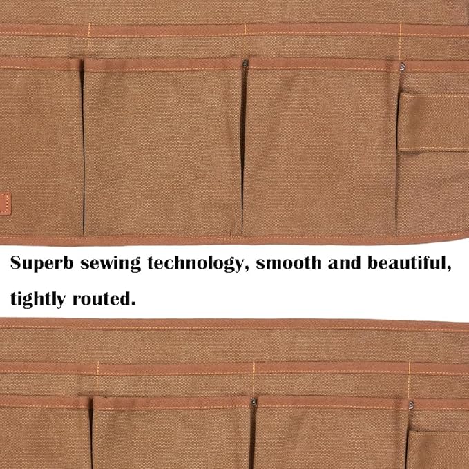 Canvas Work Tool Apron 10 Pockets Waist Apron for Men Women,Adjustable Buckle Closure Tool Bags for Outdoor Work, Woodworkers, Artists and Craftspeople M-XXL