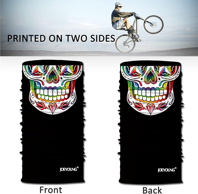 JOEYOUNG Skull Face Mask UV Sun Dust Neck Gaiter Bandana Headwear Motorcycle