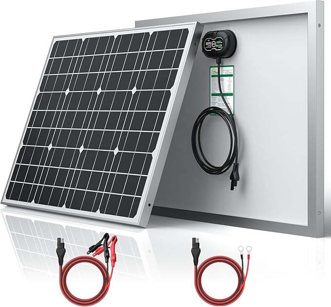 SUNER POWER 12V 50W Solar Panel Battery Charger Ultra, Built-in UltraSmart MPPT Charge Controller, Waterproof 50 Watt Solar Battery Maintainer for 12Volt AGM, Deep Cycle, Lead-Acid, Lifepo4 Battery