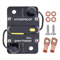 80 Amp Circuit Breaker with Manual Reset, DC 12V - 48V Circuit Protector for Marine Trolling Motor Car Amplifier RV Solar Truck ATV Inverter, Waterproof Surface-Mount Inline Fuse Holder