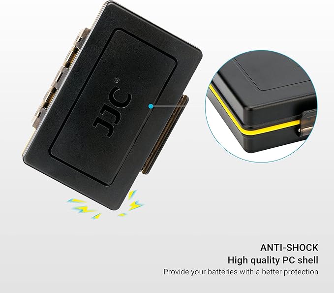 JJC 16 Slot AAA Battery Case, Shockproof & Water-Resistant Storage Box Holder Organizer