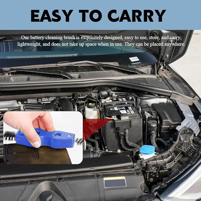 4 in 1 Car Battery Cleaning Brush, Car Battery Terminal Cleaner, Anti-Rust Auto Battery Cleaner with Steel Wire, Battery Cleaner Tool Car Accessories for Cleaning Auto Battery Post (Blue)