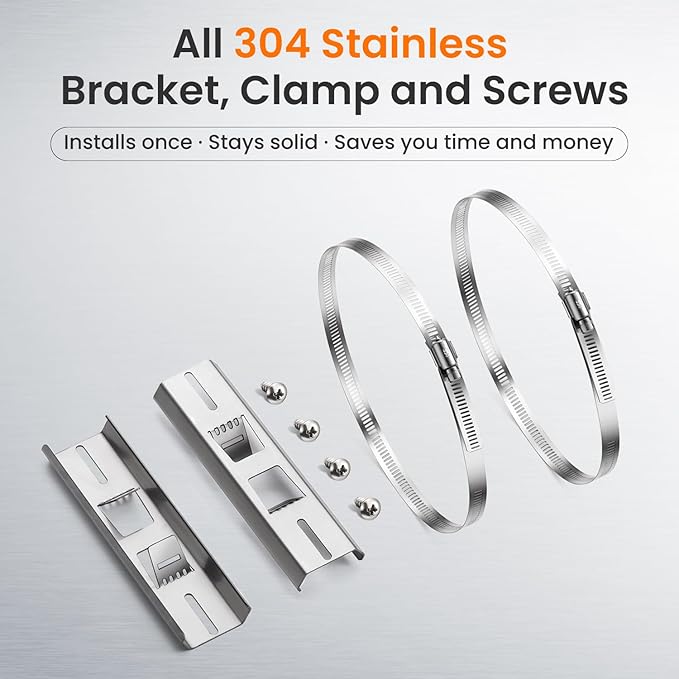 QILIPSU Pole Mounting Kits, 304 Stainless Steel 6.9" x 1.9" Brackets with Adjustable 2–8 Inch Clamps for Electrical Boxes, Devices, and Outdoor Applications