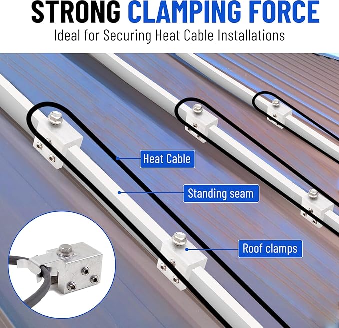 6PCS Standing Seam Roof Clamps, Metal Roof Fixing Clamps, Racking Bracket for Solar Panel Module Installation, Starlink Base, Heat Cable and Snow Guard Attachment