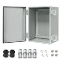 IP65 Waterproof Electrical Box Outdoor ABS Plastic Junction Box Project Box for Electronics Hinged Shell Enclosure with Mounting Plate, Wall Brackets, Cable Glands 11.8" x 7.9" x 6.3"