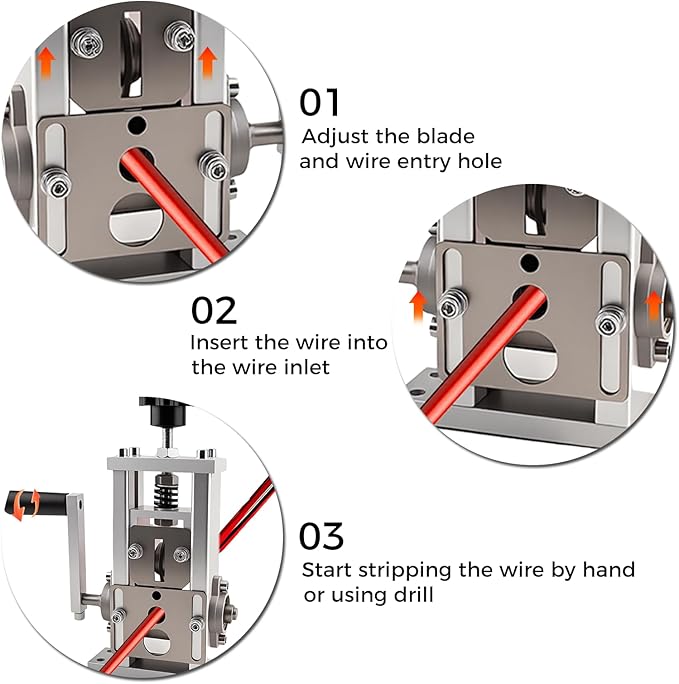 Esokoya Wire Stripper Machine, Copper Wire Strippring Machine With Drill-Powered for Strippring 0.06"-1" Cable, Wire Peeler Machine for Copper Recycling, Manual Wire Strippr Tool for strippering wire