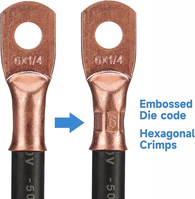 iCrimp IWS-50BN Battery Cable Terminal Crimping Tool Kit for 8, 6, 4, 2, 1, 1/0AWG Battery Cable Lugs, with Battery Cable Cutter and Wire Stripper