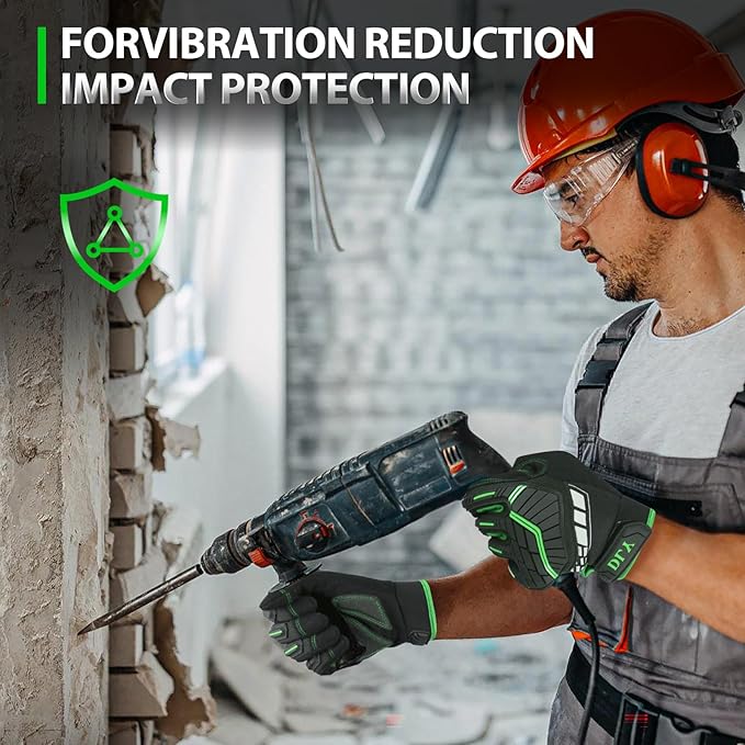 DLY Heavy Duty Work Gloves, Impact Protection Mechanic Gloves, Synthetic Leather Work Gloves, Touchscreen Capable