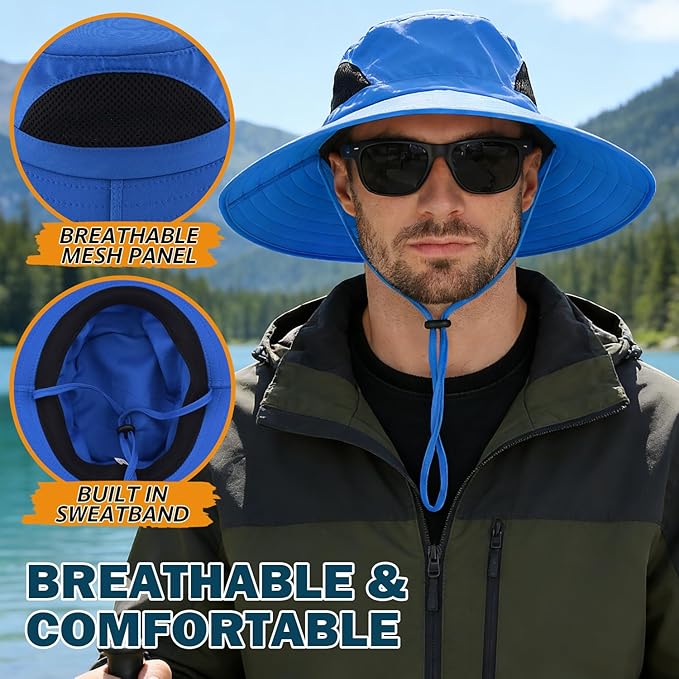 EINSKEY Wide Brim Sun Hat, UPF 50+ UV Protection Waterproof Packable Bucket Hat for Men & Women, Fishing Hiking Beach Garden