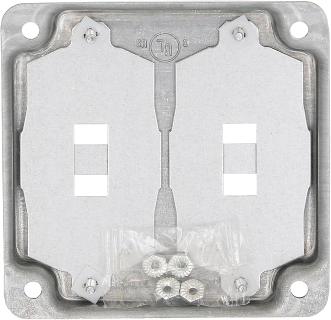4 in. Square Cover, Universal Exposed Work, 2-Device, 6-in-1 Plates