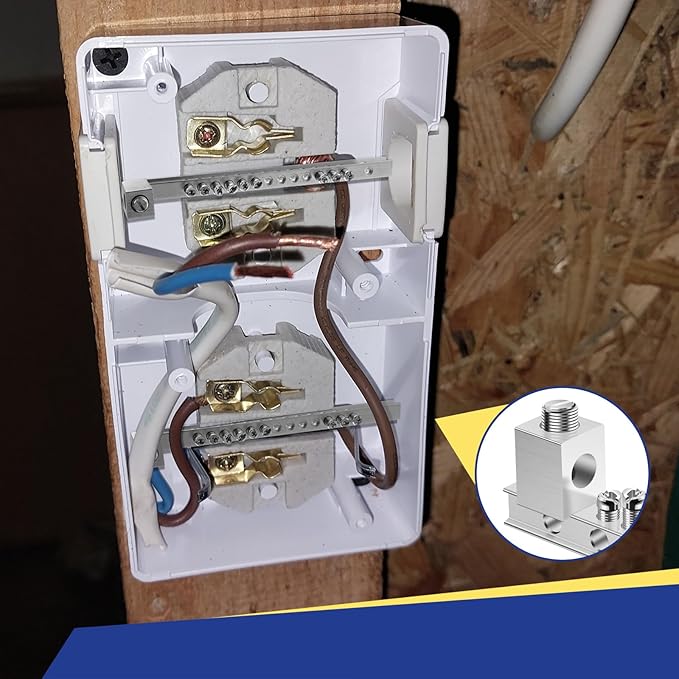 2 Set Ground Bar Kit with 10 Terminal Positions and Ground Lug Bar Aluminum Grounding Lugs for Electrical Connections