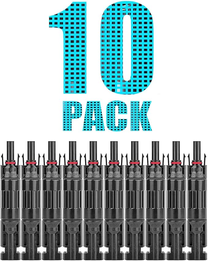 Jtron 10 PCS PV Solar Panel Connector Male/Female 1000V 20A Built-in Diode Inline Fuse Solar Wire Connectors Waterproof Anti-backflow (20A)