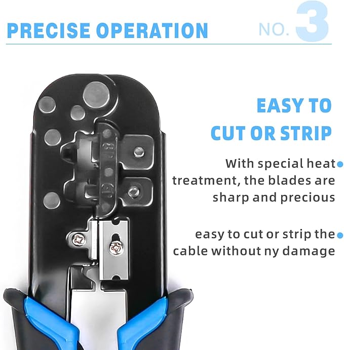 Network Crimper,Cable Stripper Cutter - RJ11 RJ12 RJ45 6P6C/4C,8P8C Connector Crimper Pliers, for Network and Telephone Cables,Ethernet Crimping Hand Tools