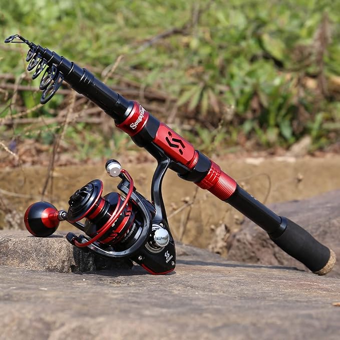Sougayilang Fishing Rod and Reel Combo Set with Telescopic Fishing Pole Fishing Accessories and Carrier Bag for Saltwater Freshwater