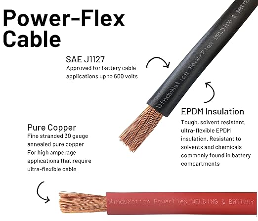 1/0 Gauge 1/0 AWG 20 Feet Black + 20 Feet Red Welding Battery Pure Copper Flexible Cable Wire - Car, Inverter, RV, Solar