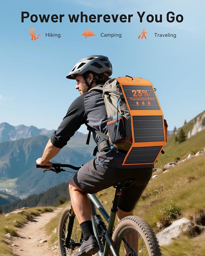 Solar Panels 30W Portable Foldable Solar Charger with 5V USB-A and USB-C Fast Charging Compatible with iPhone, iPad, Samsung, Power Banks, IPX5 Waterproof Perfect for Camping, Hiking, Outdoor