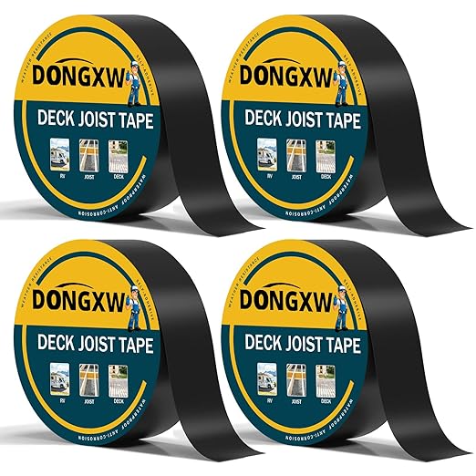 4 Packs Deck Joist Tape, 2" x 50' Waterproof Butyl Joist Tape for Decking 2inch, Flashing Tape Self-Adhesive Joist Tapes for Decks Beams Extend Wood Deck Life
