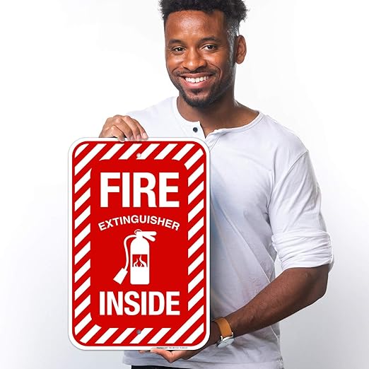 Fire Extinguisher Inside Sign, Fire Safety Sign, 12x18 Inches, Rust Free .063 Aluminum, Fade Resistant, Made in USA
