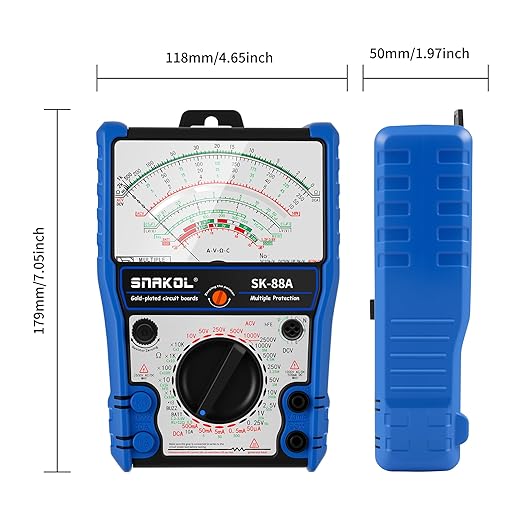 Analog Multimeter Tester, Analog Voltmeter Multimeter, Fieldpiece Volt Meters and Multimeters for AC/DC Volt 2500V, DC Current 10A, RX 10K, Battery Tester, Diode/LED Testing,24 Range