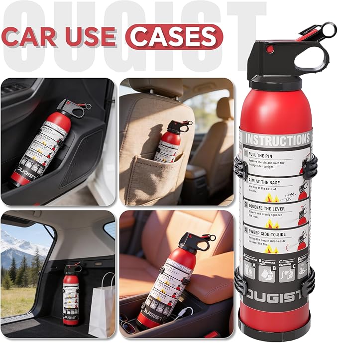 Small Fire Extinguisher for Home & Car – (2-Pack, 1.32lb Each) Portable Dry Chemical Fire Extinguishing Spray | For Kitchen Grease, Electrical, Vehicle & Garage Fires, Easy to Use