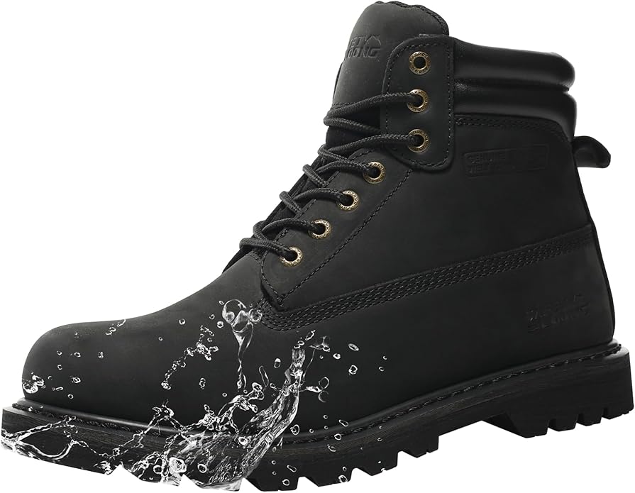 Work Boots for Men Waterproof Soft Toe Non Slip Comfortable Leather Workboots