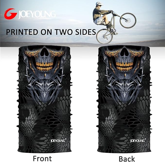 JOEYOUNG Skull Face Mask UV Sun Dust Neck Gaiter Bandana Headwear Motorcycle