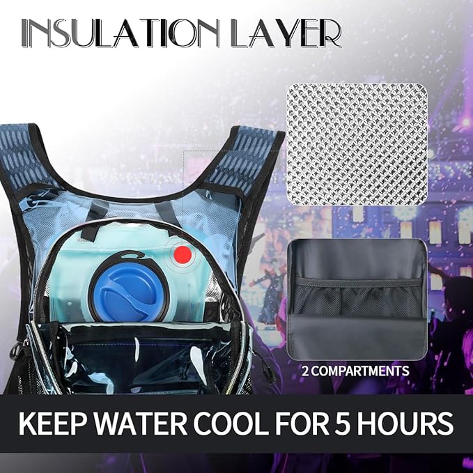 Hydration Pack, Water Backpack with 3L Hydration Bladder Lightweight Insulation, Festival Essential, Rave Hydration Backpack, Hydropack Backpack for Rave, Hiking, Biking, Festival Gear