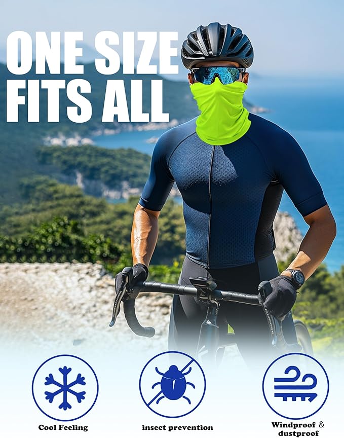 JHYWELL Cooling Neck Gaiter Face Mask, UV Protection Masks Gator, Windproof Bandana for Skiing, Fishing, Hiking, Cycling