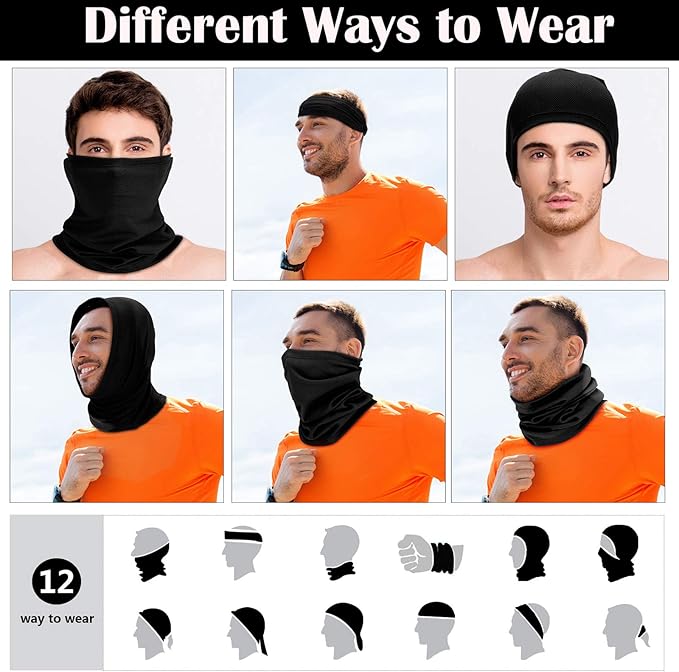 Geyoga Neck Gaiter Bandana Face Mask Summer UV Protection Cooling Breathable Face Mask Neck Scarf Balaclava for Men Women