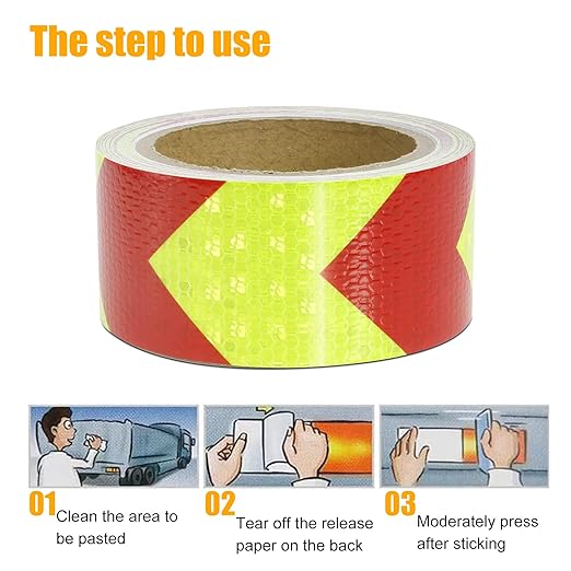 Reflective Tape, Waterproof Self Adhesive Dot Reflective Tape Outdoor Safety Caution Reflector for Trailers, Bikes, Cars（Red Yellow, 4 Inch x 32.8 Feet）