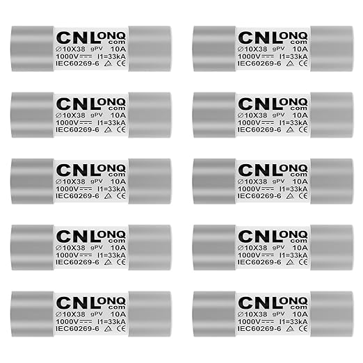 10pcs gPV Solar PV Fuse Link 10A 1000V DC 10x38mm Fuse 33kA Breaking Capacity for Solar, PV Combienr Box (10 Amp)