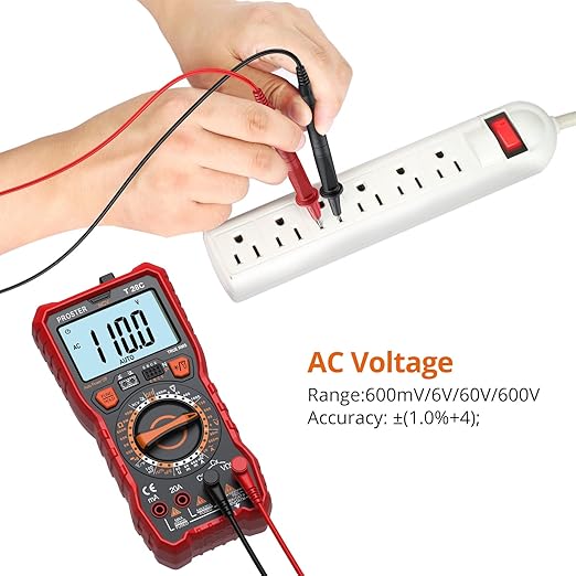 Proster Digital Multimeter 6000 Count - TRMS Ohm Meter Multimeter, Voltimetro Digital, NCV DC AC Voltage Current Temperature Capacitance Resistance Diode Continuity HFE Tester
